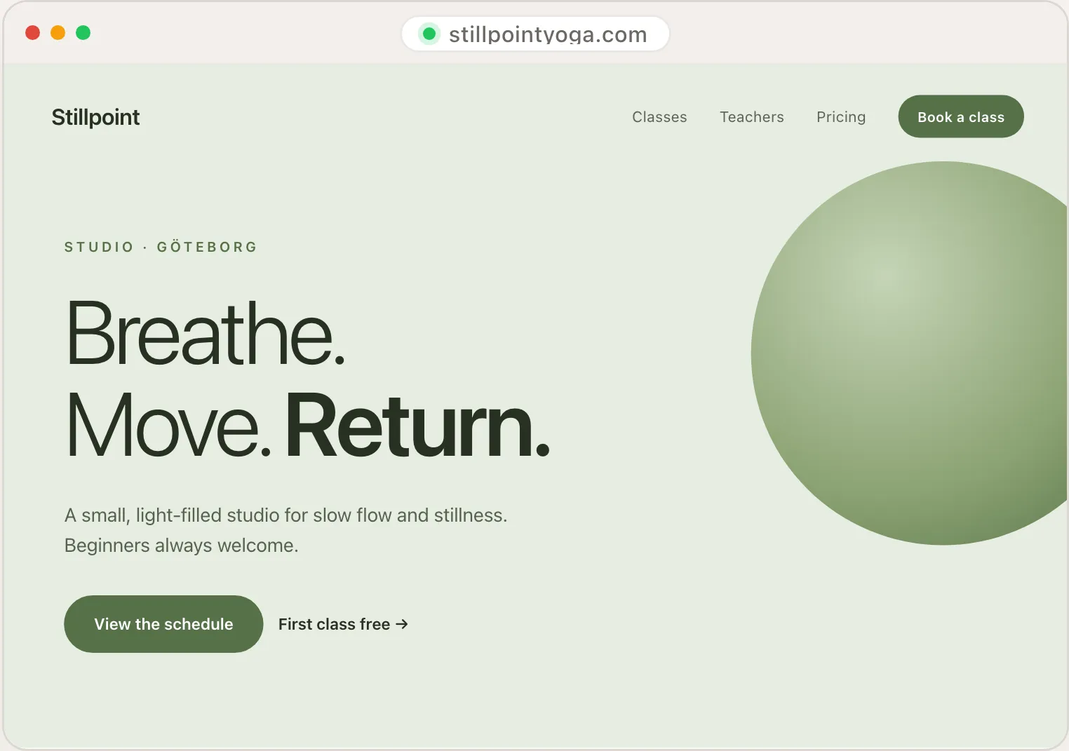 Stillpoint Yoga, a yoga studio site